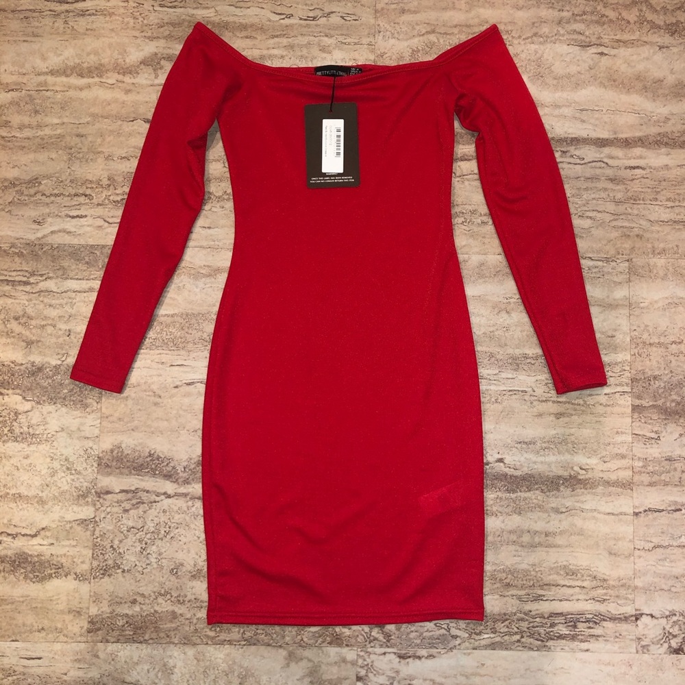 Red off the shoulder dress
